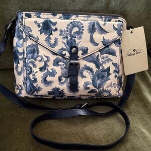 Patricia Nash Ren Rev Avellini Blue and Cream Crossbody Bag